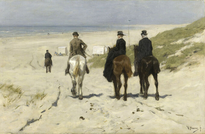 Morgenrit langs het strand, Anton Mauve