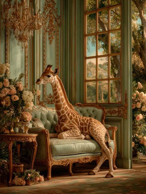 Baby Giraf op elegante Sofa