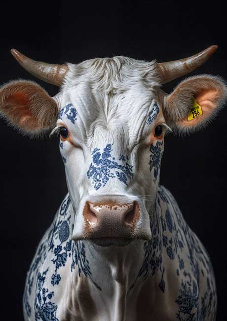Koe in Delfts Blauw