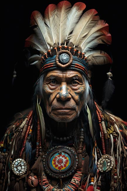Der Indianer mit Kopfschmuck