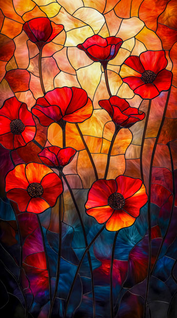 Glas-in-lood bloemen